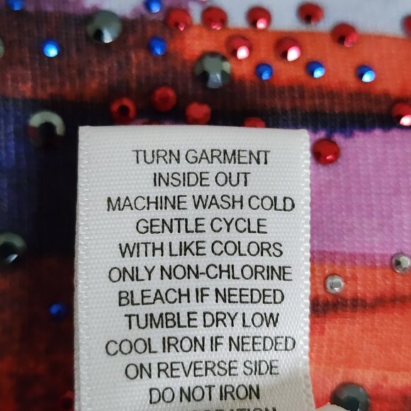 One World Womens 1X Red White Blue American Flag 4th of July Beaded Butterfly - Picture 7 of 7